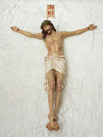Christuskörper 853-100, für Wegekreuz, coloriert oder in Holzton, wetterfest.
Kopf bis Fuß: 100 cm