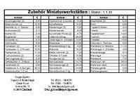 Preisliste
Zubehör Miniaturwerkstätten